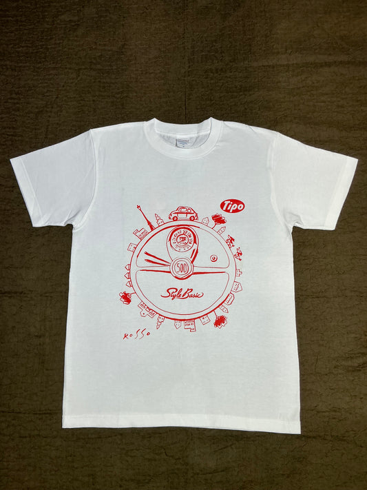 ROSSO FIAT500 FタイプステアリングTシャツ