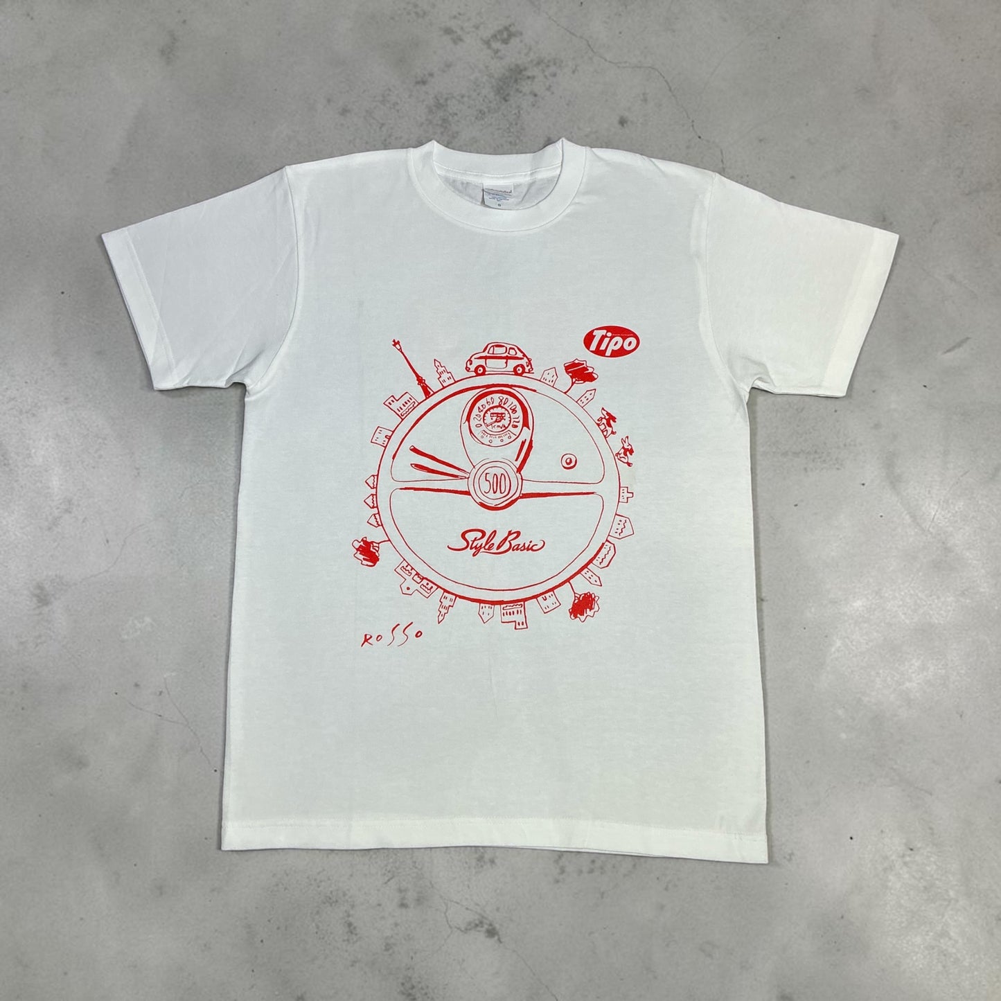 ROSSO FIAT500 FタイプステアリングTシャツ