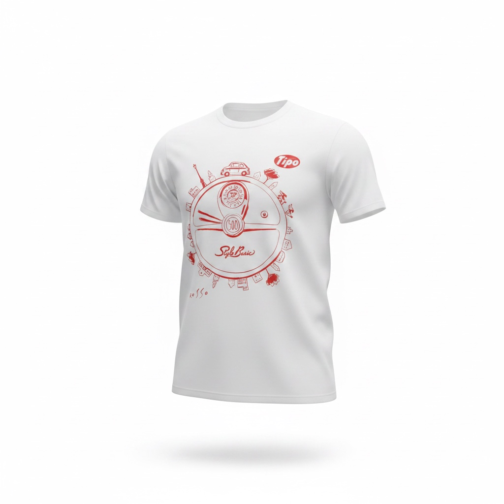 ROSSO FIAT500 FタイプステアリングTシャツ