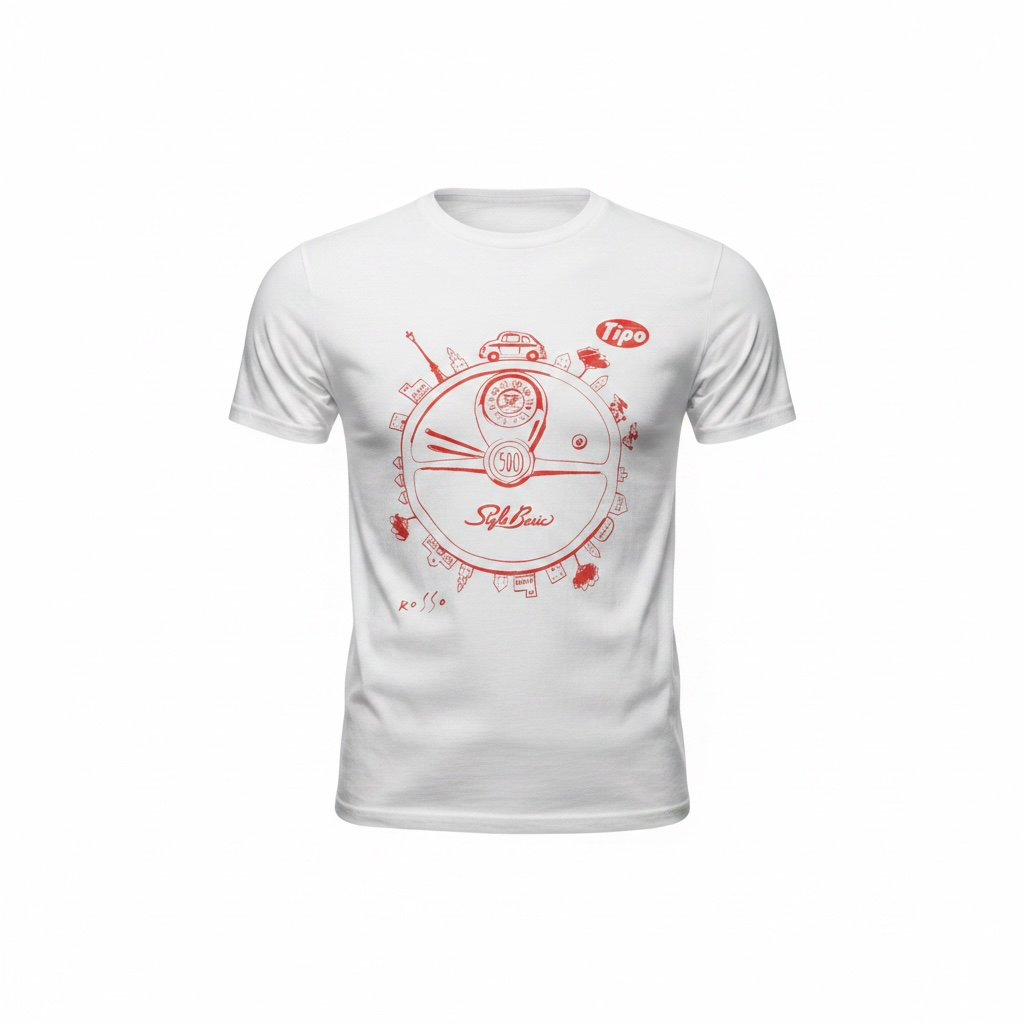ROSSO FIAT500 FタイプステアリングTシャツ